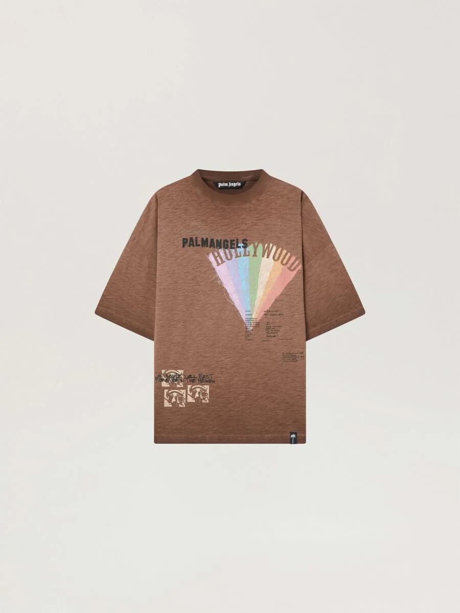 Palm Angels — Neon Boulevard Loose T-Shirt in Brown - Multicolor