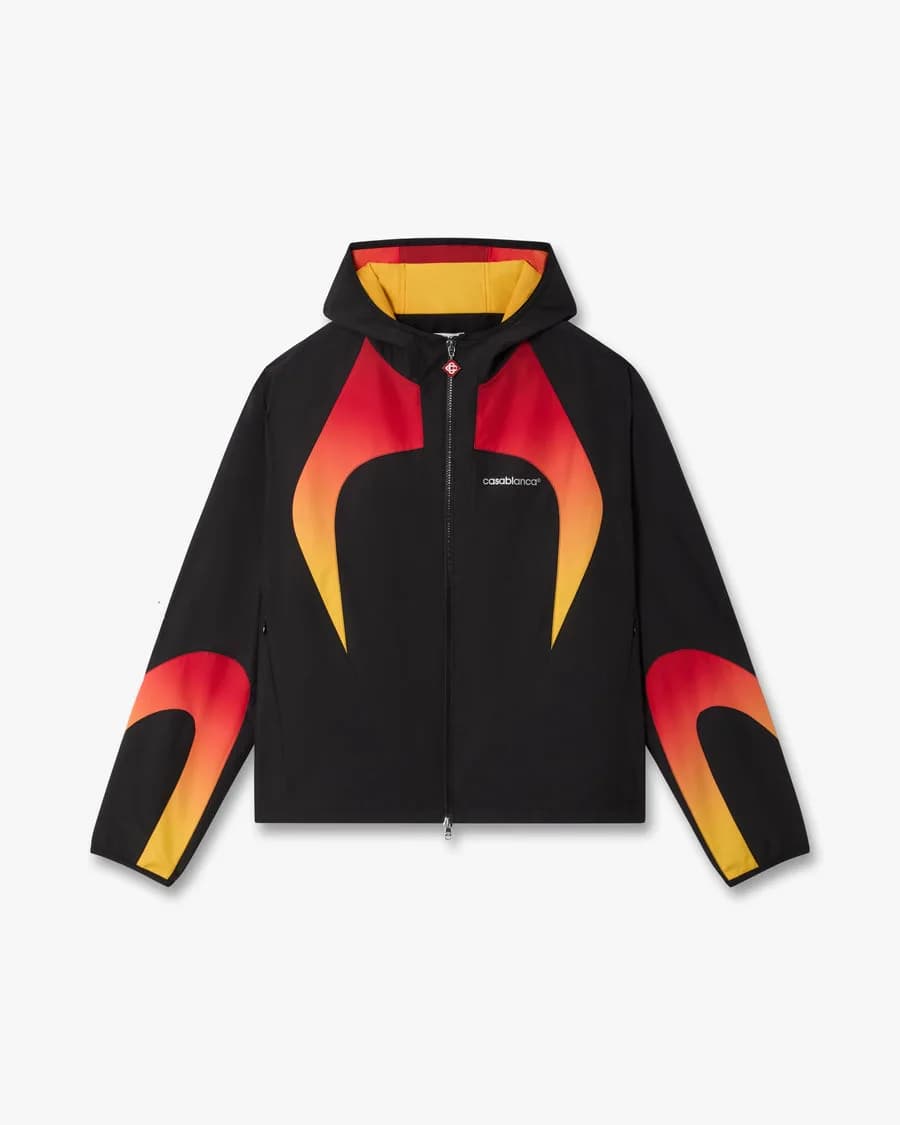 Casablanca — Black & Orange Gradient Zip-Up Hooded Jacket