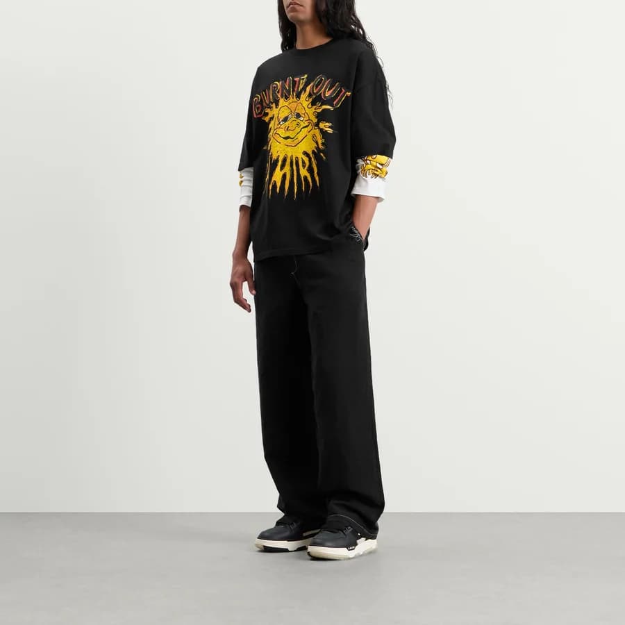 Script Linen Trouser — Black — on model