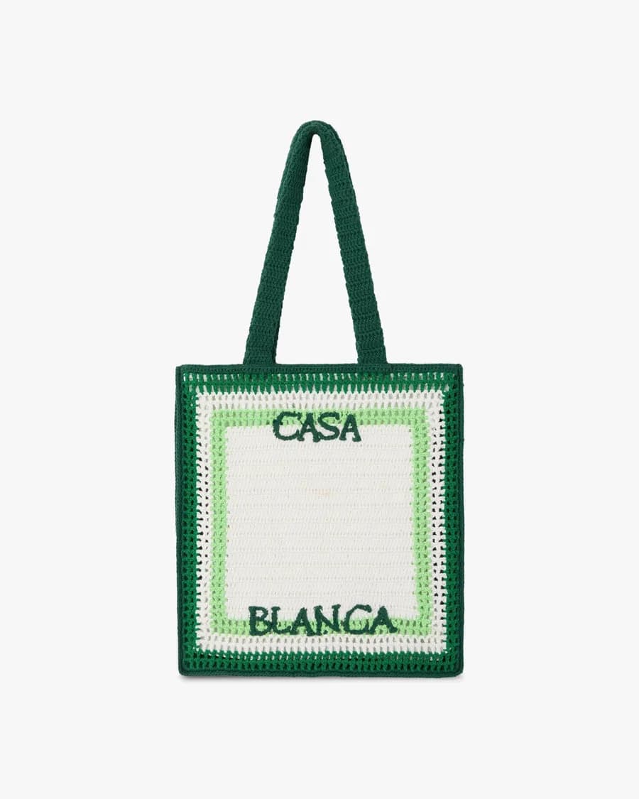 Casablanca — White & Green Crochet Bag