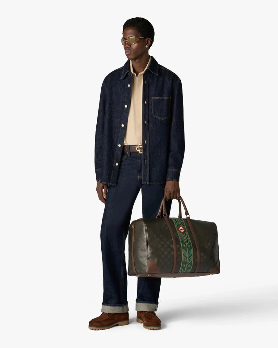 Dark Brown Monogram Weekender Bag — on model