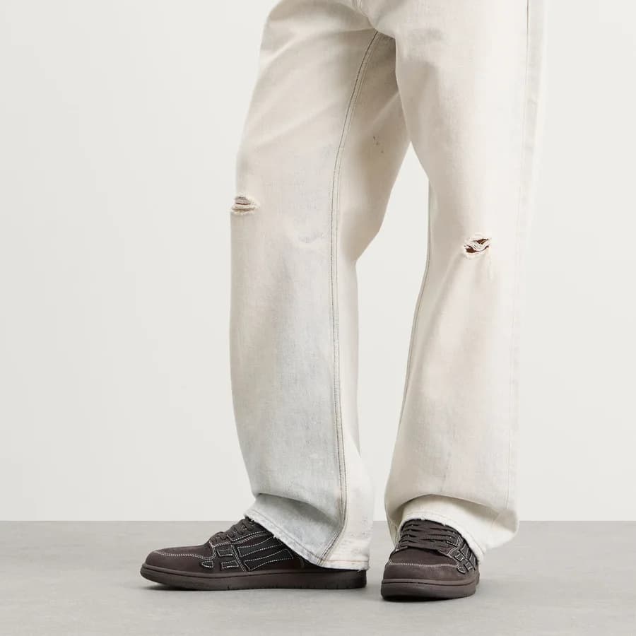 Skel Low Top Sneaker — Brown — on model