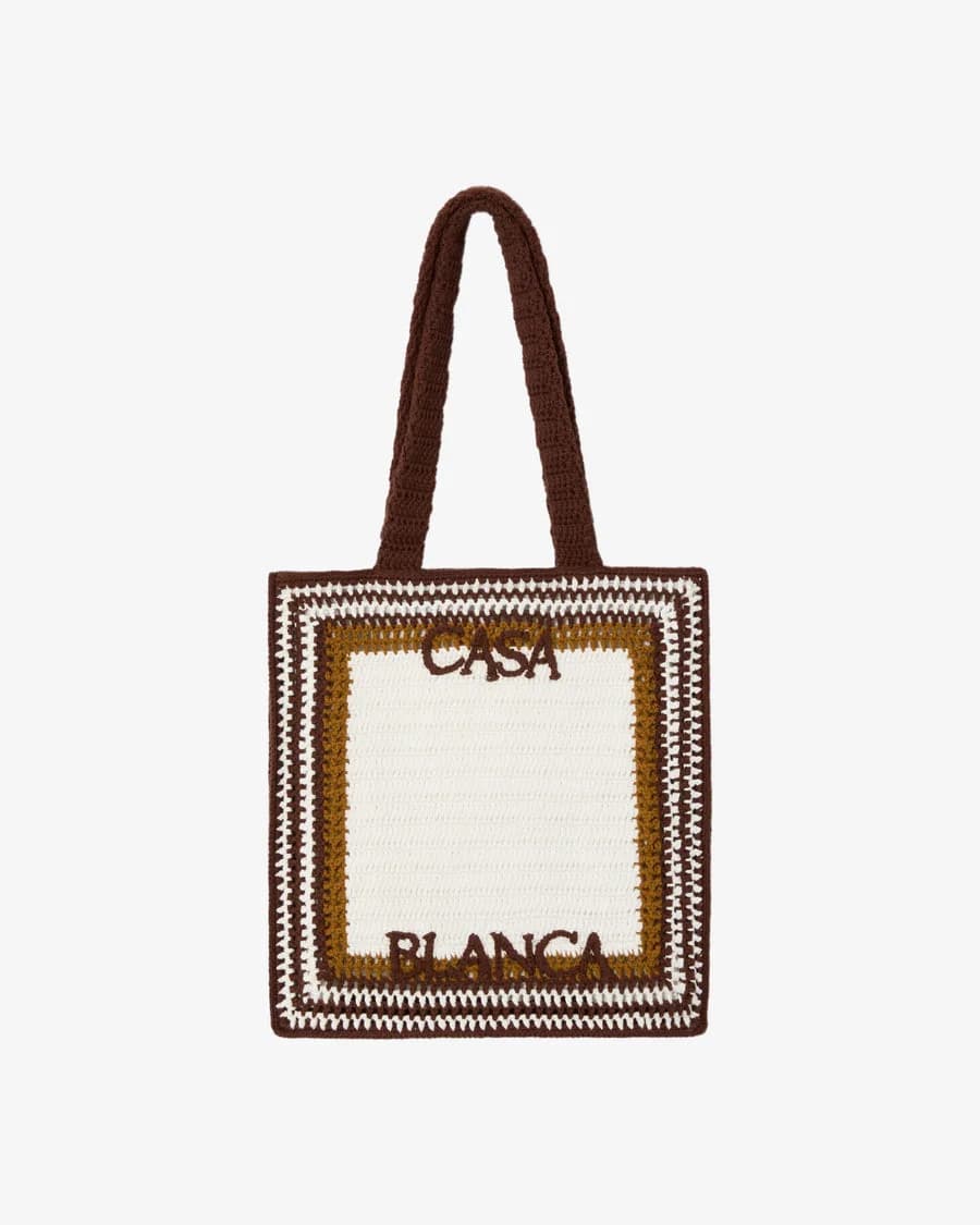 Casablanca — White & Brown Crochet Bag