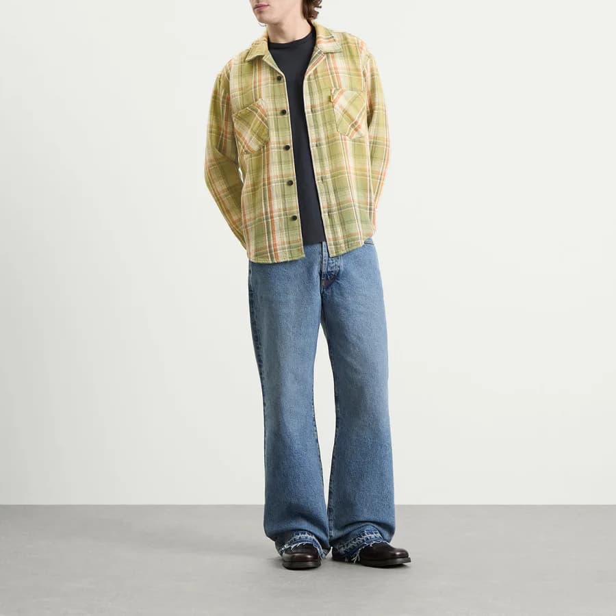 Gallery Dept Marley Flannel Shirt — Lt Green — on model
