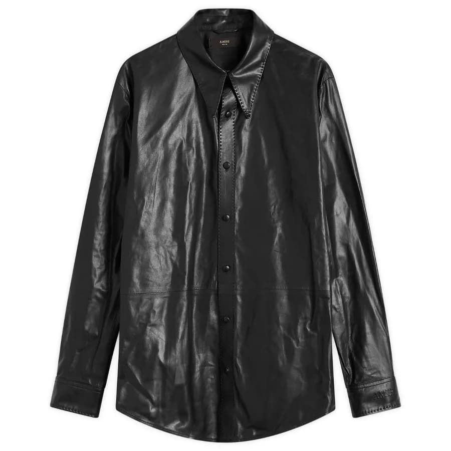 Amiri — Lightweight Leather Overshirt — Black