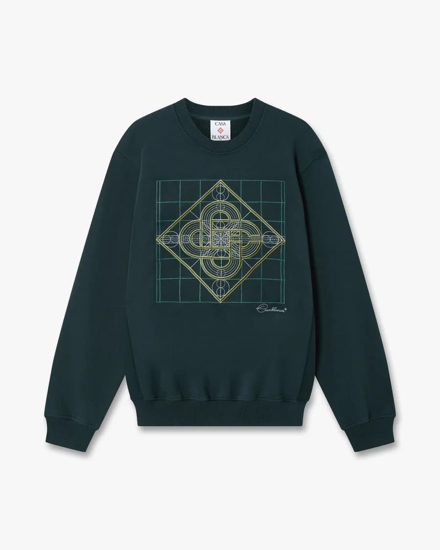 Casablanca — Dark Teal Logo Geometrie Sacree Embroidered Sweatshirt