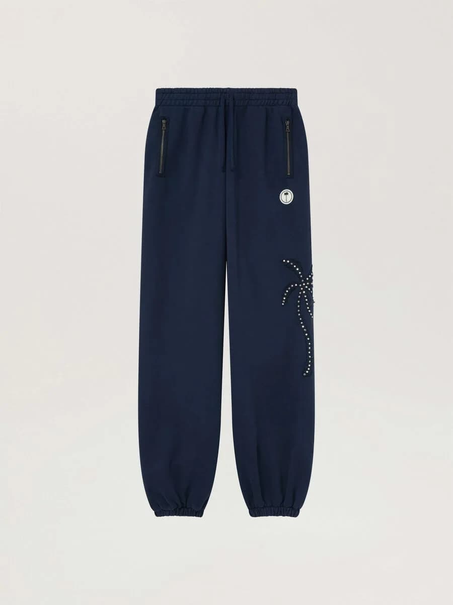 Palm Angels — Palm Deco Sweatpants in Navy Blue - Off White