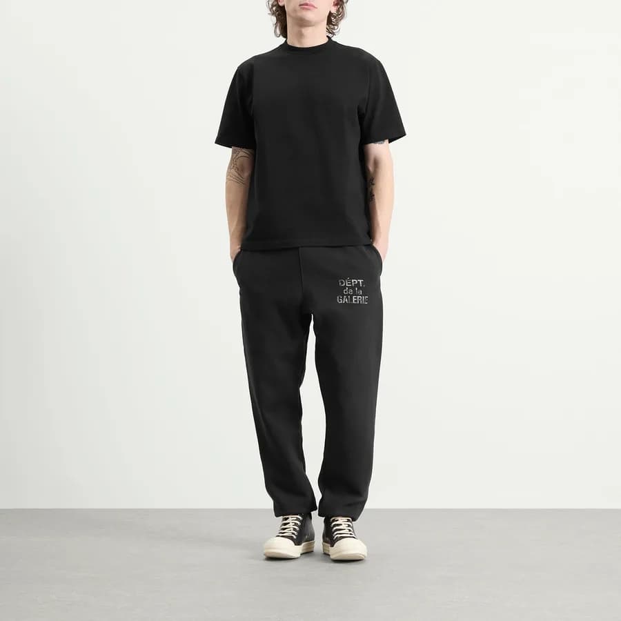 Gallery Dept Sweatpant — Washed Black — on model