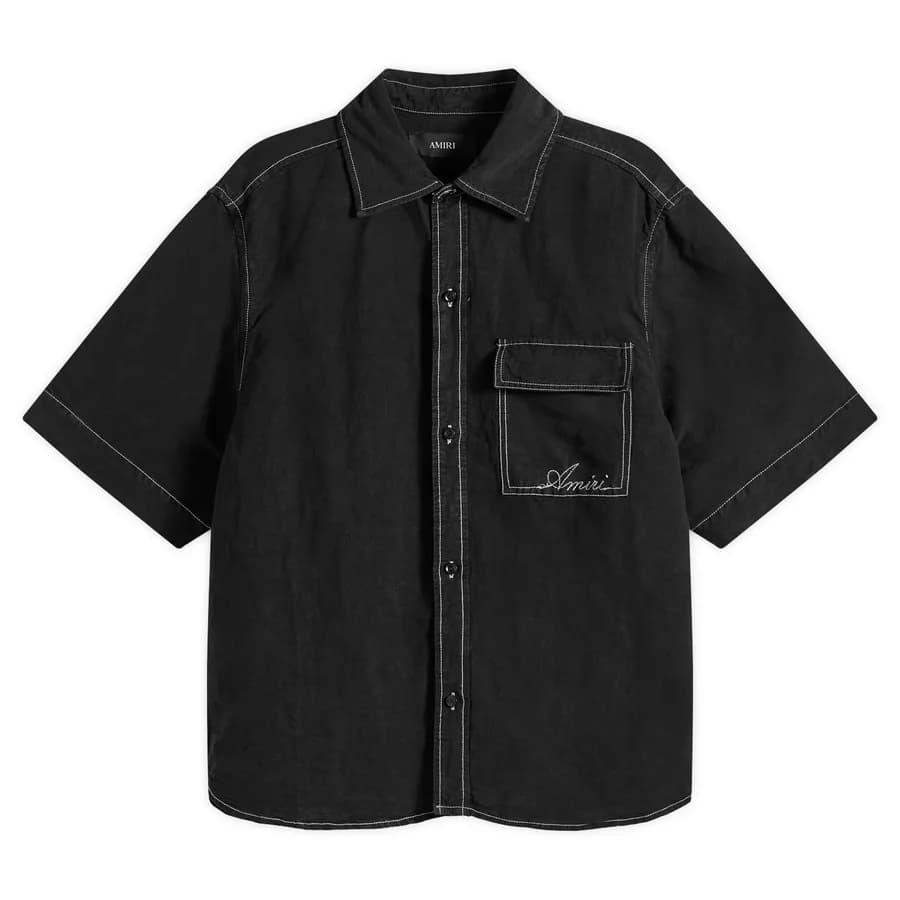 Amiri — Script Linen Shirt — Black